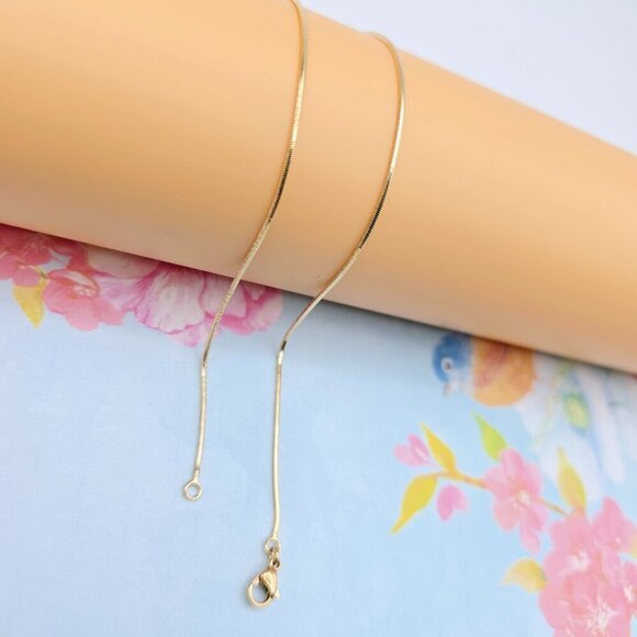 "Rose Gold Flat Snake Chain Necklace | 50cm Elegant Minimal Design, XPNL0115 - Picture 9 of 13